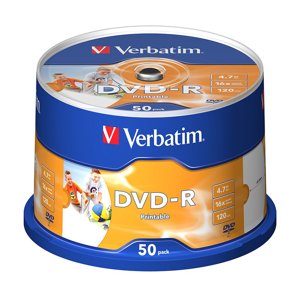 Verbatim Inkjet Printable DVD-R 4.7GB 120min (50pcs/Spindle) Verbatim Inkjet Printable DVD-R 4.7GB 120min (50pcs/Spindle)
